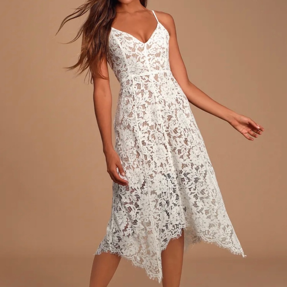 Lulus White Lace Bridal Dress One Wish
